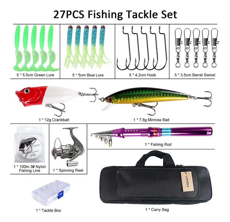 Kit De caña de Pescar, sebos y Carrete