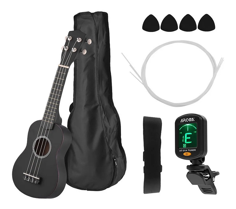 Ukelele Soprano Acústico De 21 Pulgadas Para Niño Negra