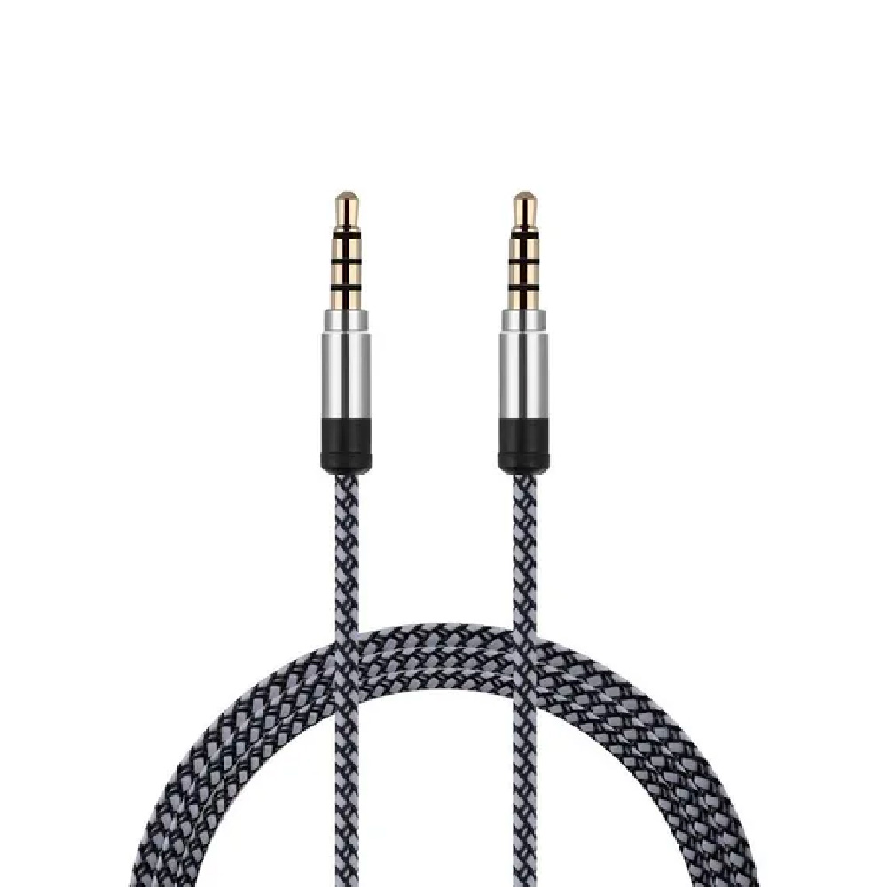 Cable Auxiliar 3.5mm reforzado nylon 3m (Gris)