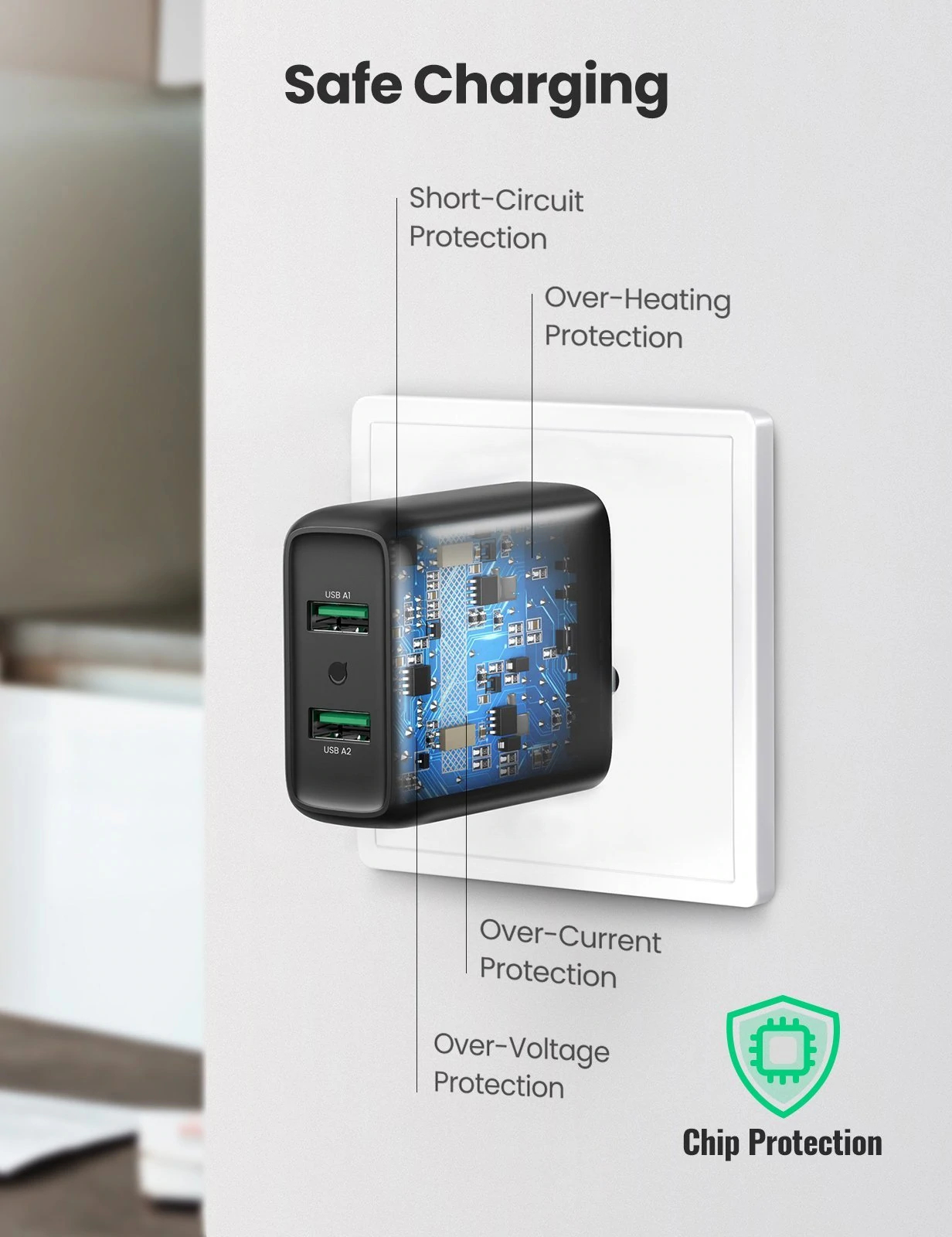 Cargador Dual Qc 3.0 Quick Charge Carga Rápida Ugreen