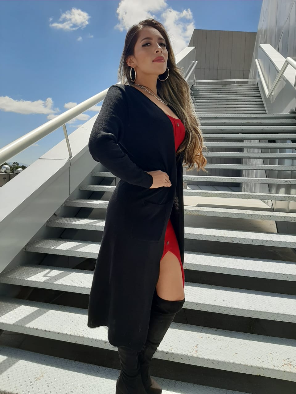 Suéter cárdigan largo ensamble mujer negro MONY