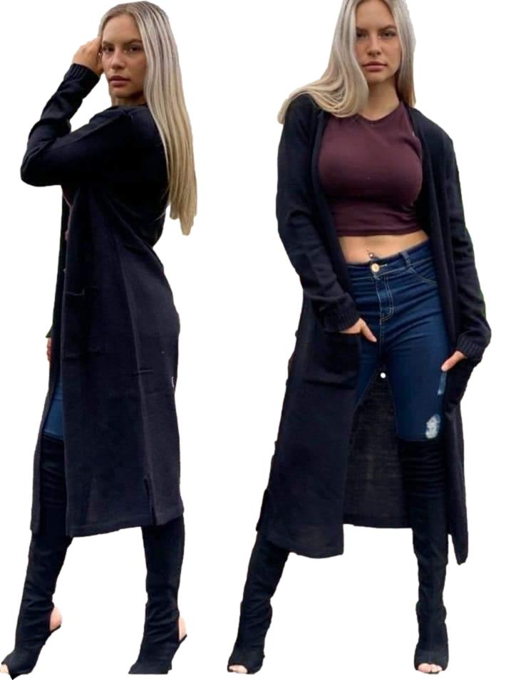 Suéter cárdigan largo ensamble mujer negro MONY