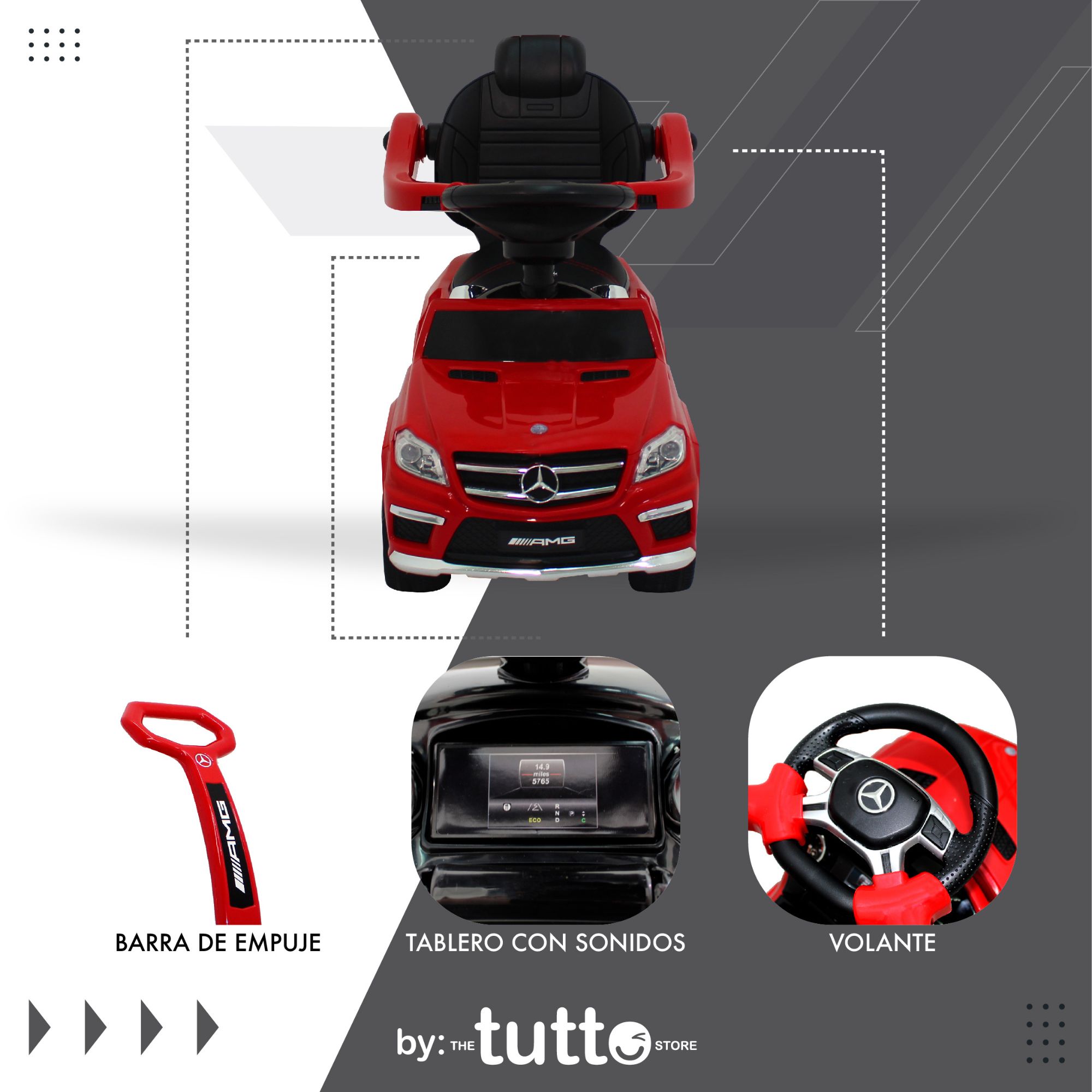 Montable Para Niño Mercedes Benz Gl63amg Convertible Push Rojo