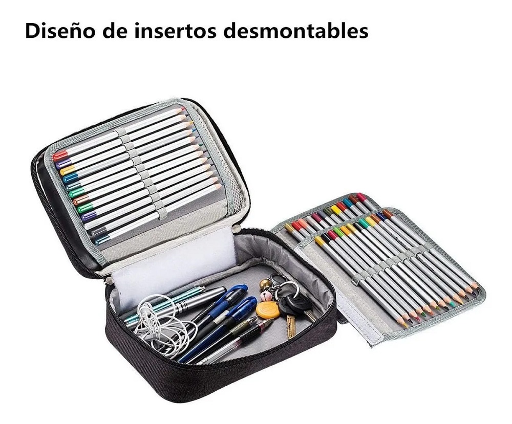 Cartuchera Para Escuela Con 72 Espacios Color Negro