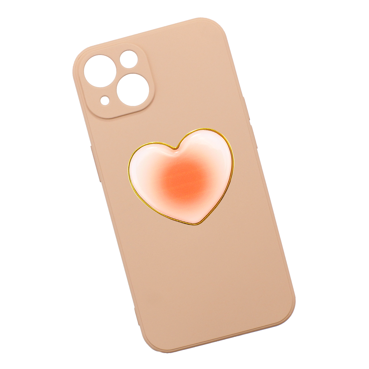 Funda Case Triche para IPHONE 13 Diseño Lisa + Corazón Color Rosa Salmón