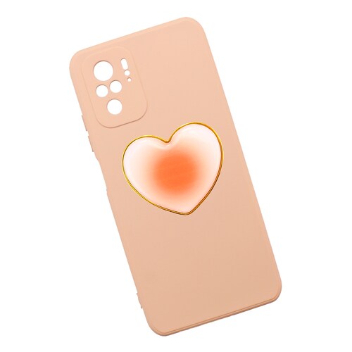 Funda Case Triche para XIAOMI Redmi NOTE 10S Diseño Lisa + Corazón Color Rosa Salmón