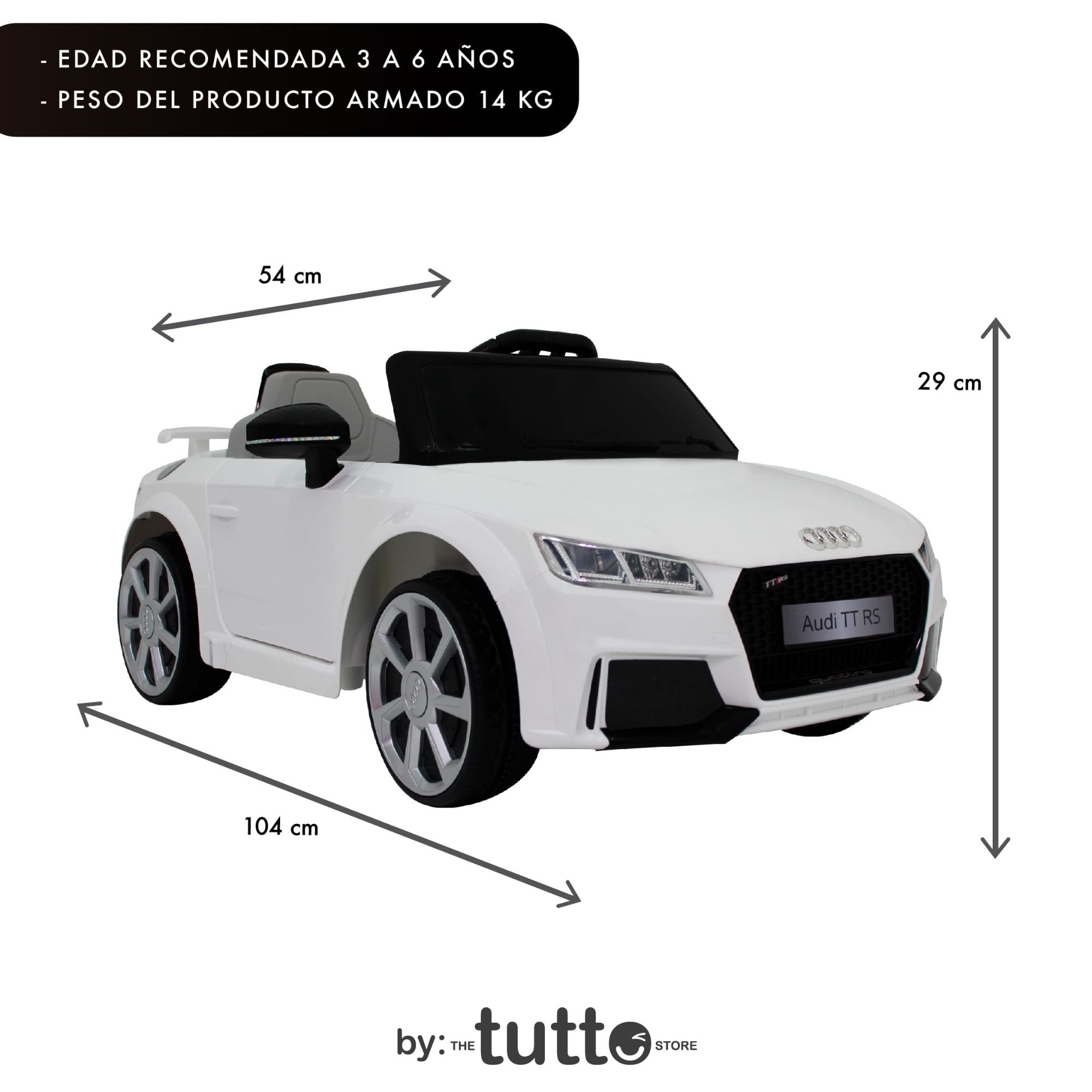 Montable Para Niño Vehículo Eléctrico Audi Tt 6v R/c Blanco