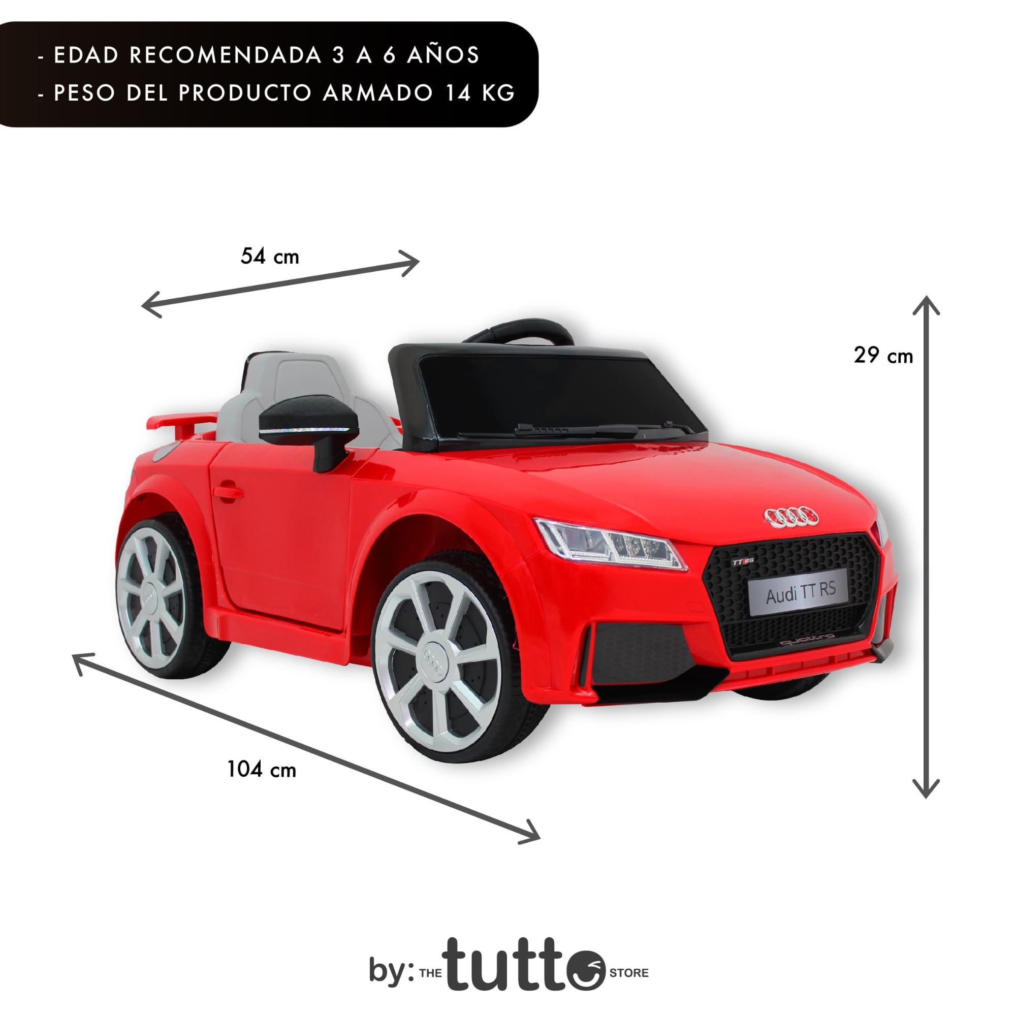 Montable Para Niño Vehículo Eléctrico Audi Tt 6v R/c Rojo