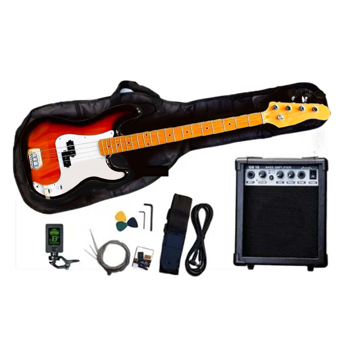 Sensacional Pack De Bajo Con Amplificador Y Accesorios