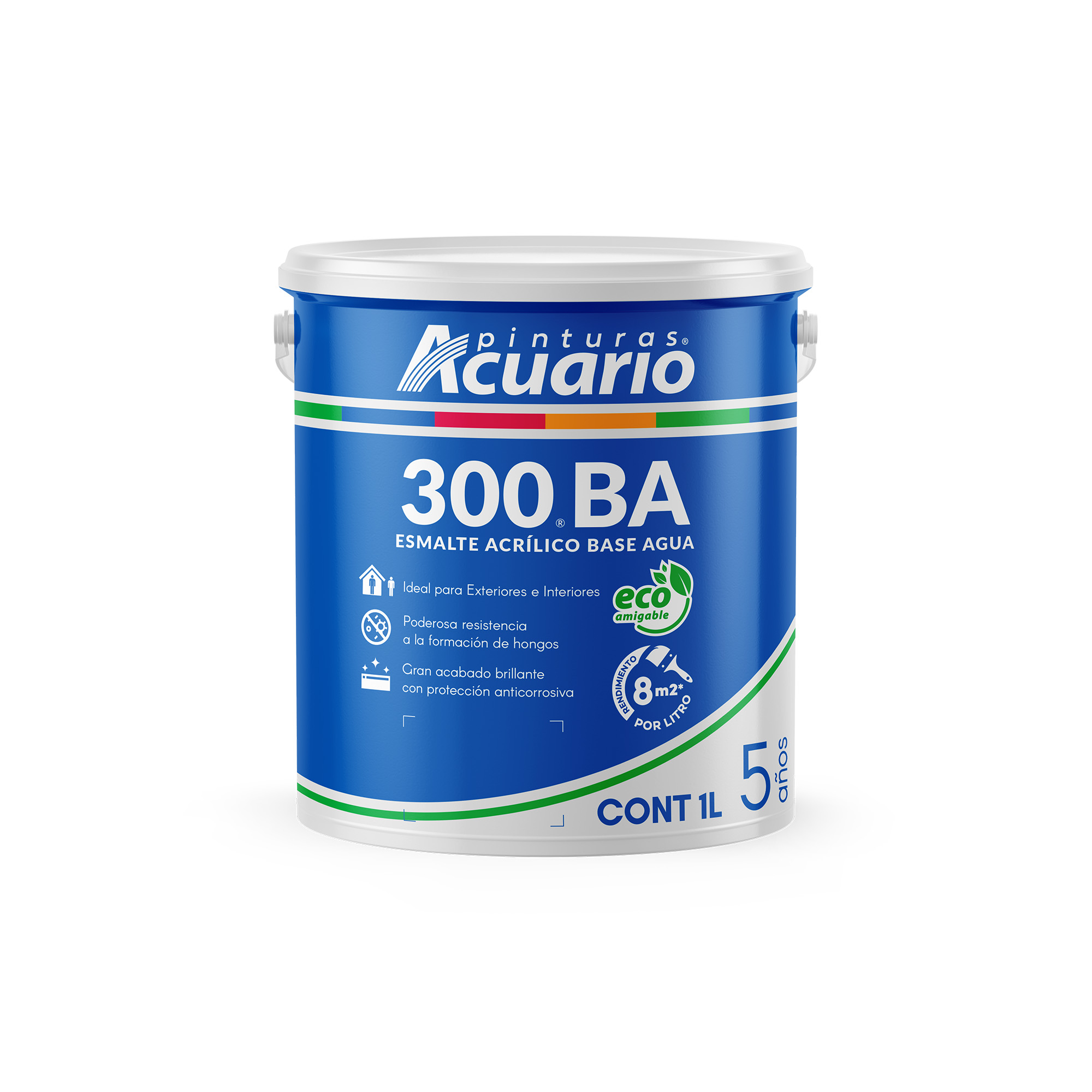 Pintura Esmalte 300BA Color Blanco Brillante 1 Lt Acuario EW30010
