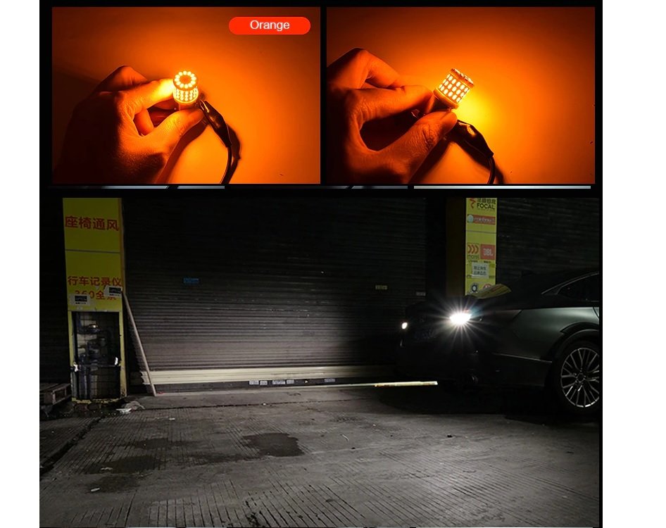 Foco Lámpara LED coche 2pz 5W 12V bombillas Moto Direccionales Naranja IP68 Impermeable Viajes