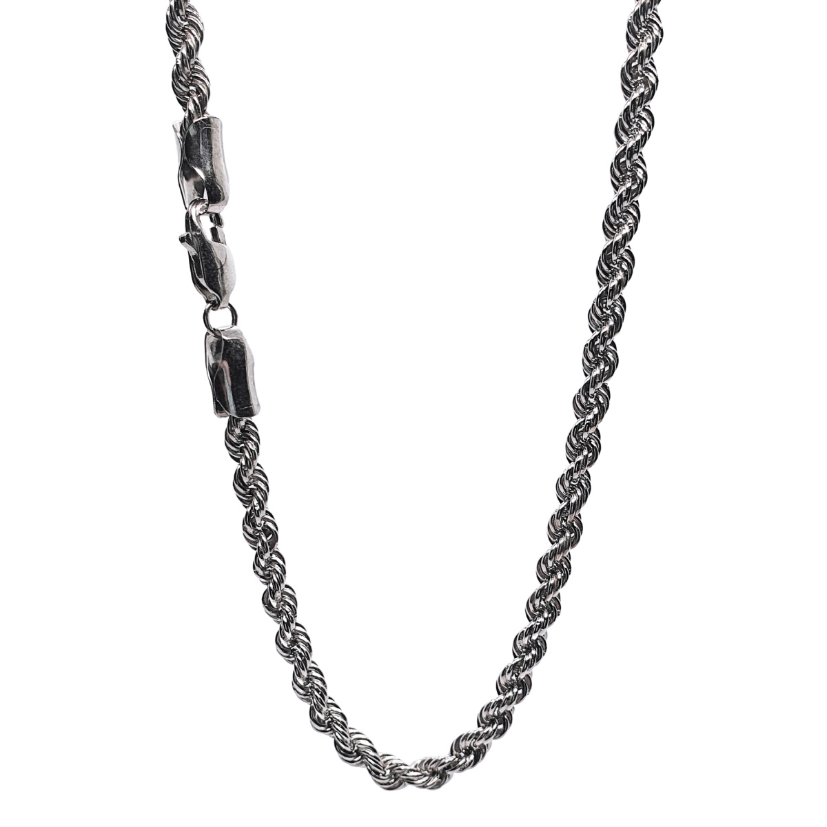 Cadena torzal de plata .925 con baño de rodio para hombre. Incluye certificado y caja de regalo.