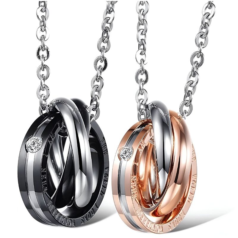 Collares De Pareja Acero Inoxidable Colgantes De Anillos