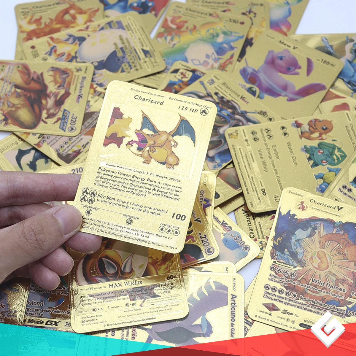 Cartas Coleccionables Pokemon Metalicas En Caja Dorado Plata