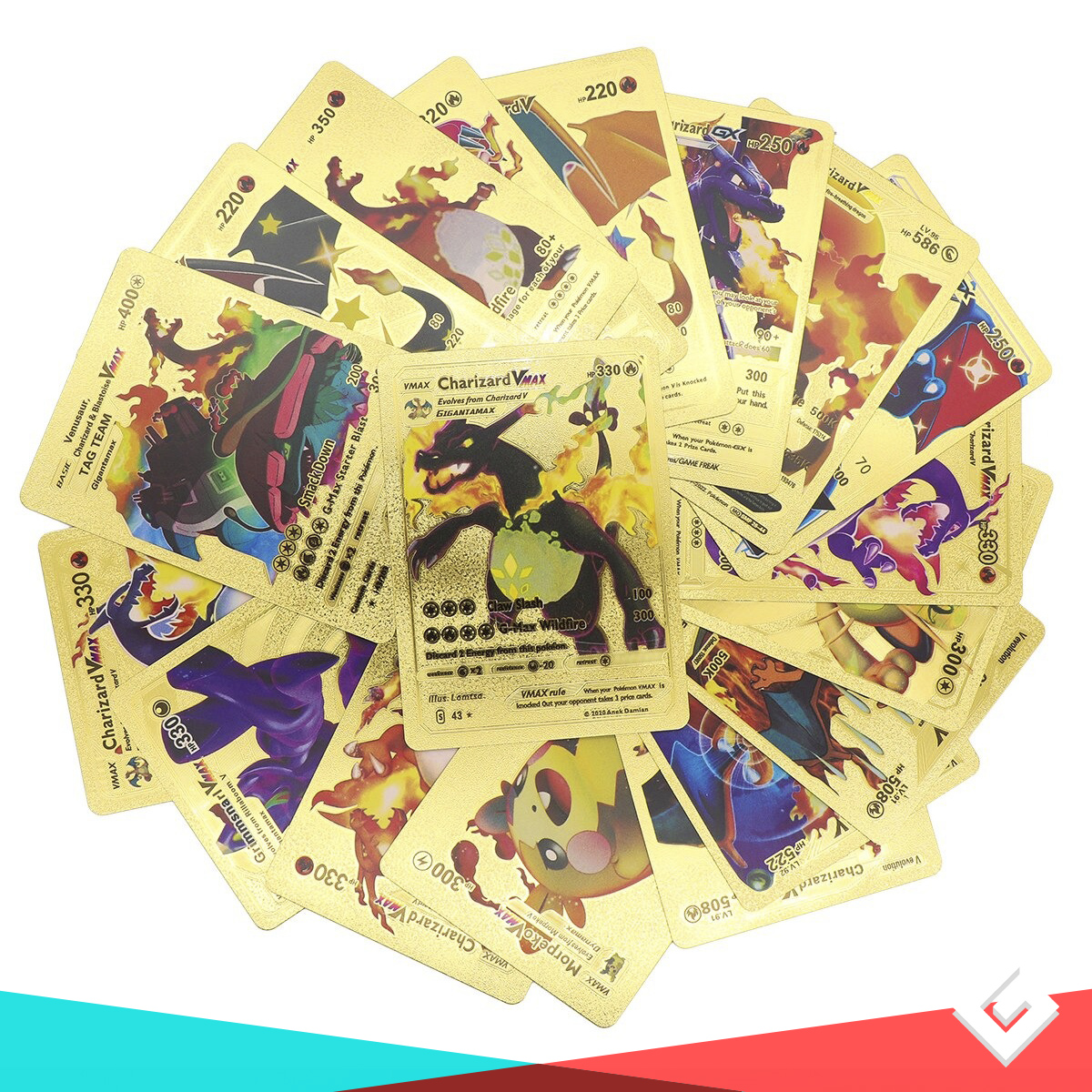 Cartas Coleccionables Pokemon Metalicas En Caja Dorado Plata