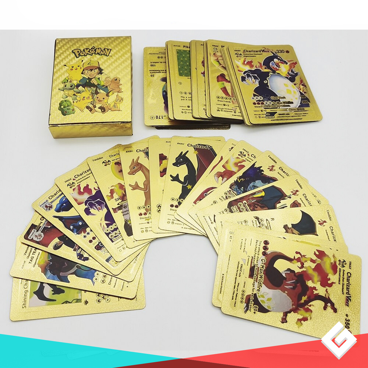 Cartas Coleccionables Pokemon Metalicas En Caja Dorado Plata