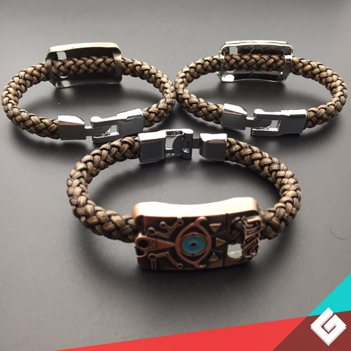 Pulsera Tejida Legend Of Zelda Brazalete De Acero Y Piel