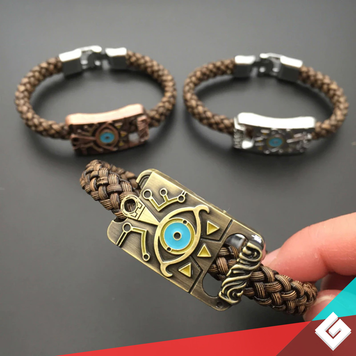 Pulsera Tejida Legend Of Zelda Brazalete De Acero Y Piel