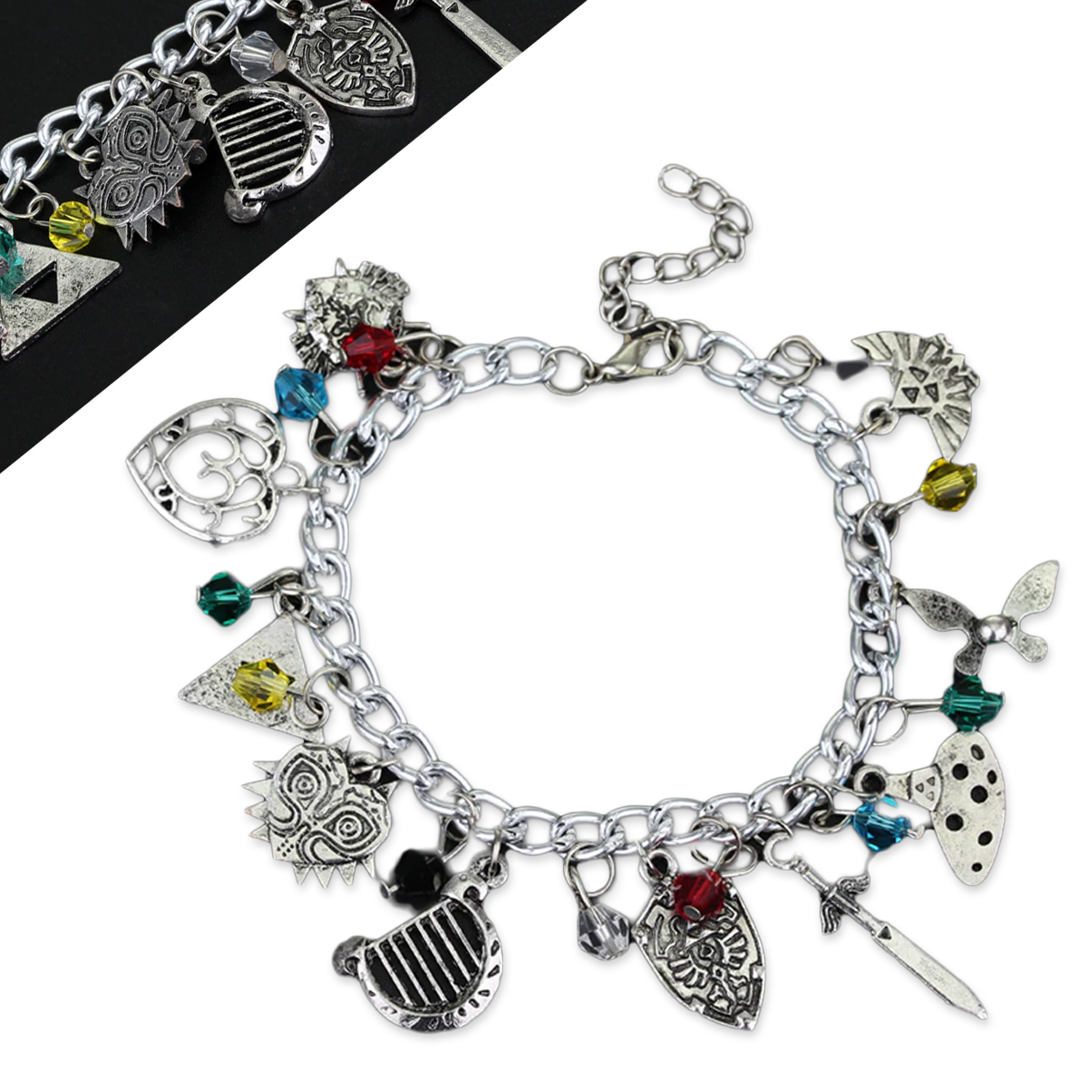 Brazalete Pulsera Legend Of Zelda Joyería Acero Con Piedras Link