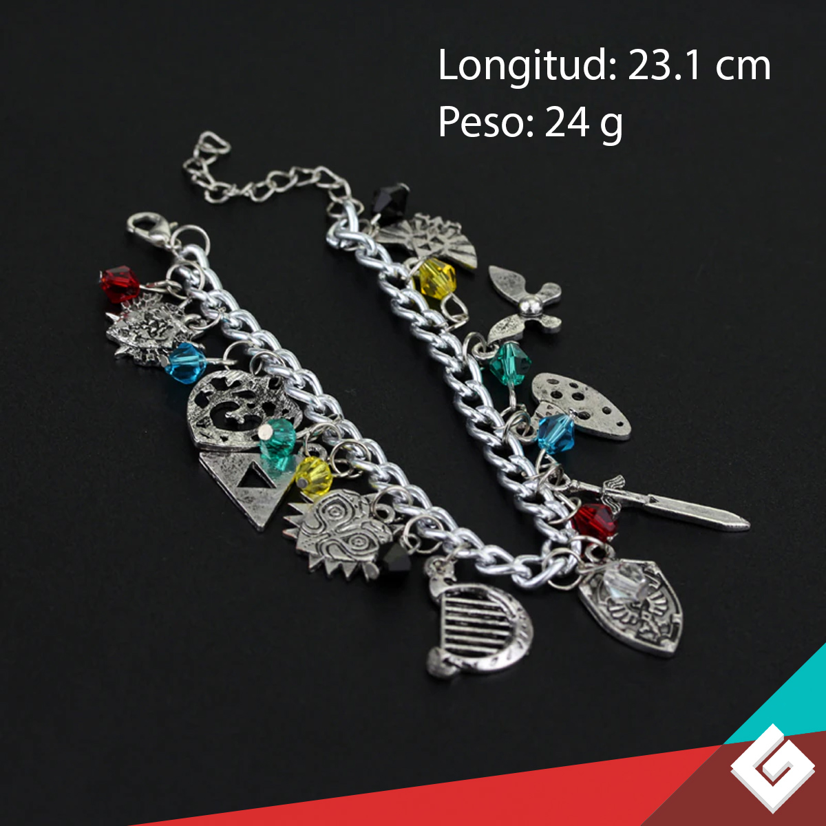 Brazalete Pulsera Legend Of Zelda Joyería Acero Con Piedras Link