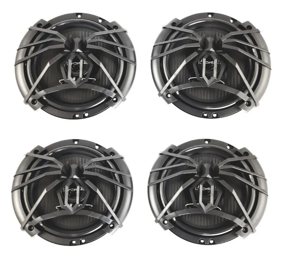 Paquete de 4 Bocinas Redondas 6.5" Negras Soundstream 250 Watts Max Power 3 Vías