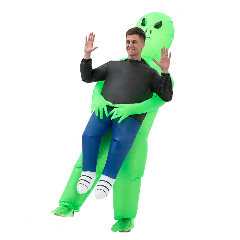 Disfraz Inflable Alien verde NEON toda ocasión Halloween Talla Mediana para  edades 8 a 12 años