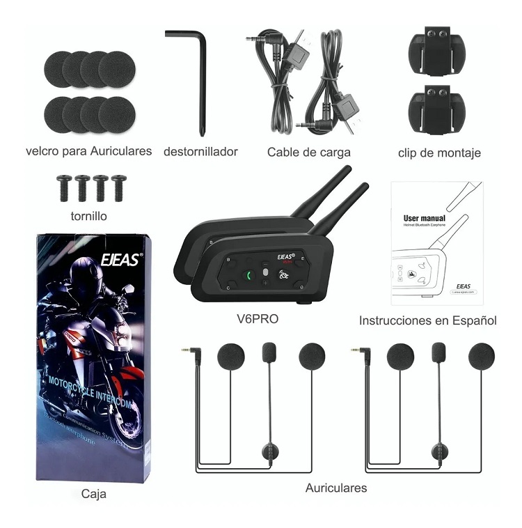 1 Par de Intercomunicador Para Casco Motocicleta