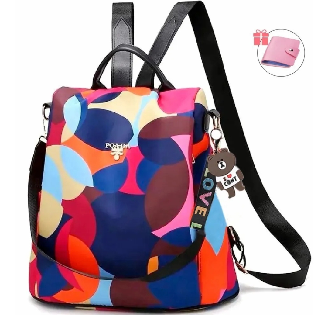 Mochila Mujer Moda Casual Impermeable Con Colgante Y Cartera