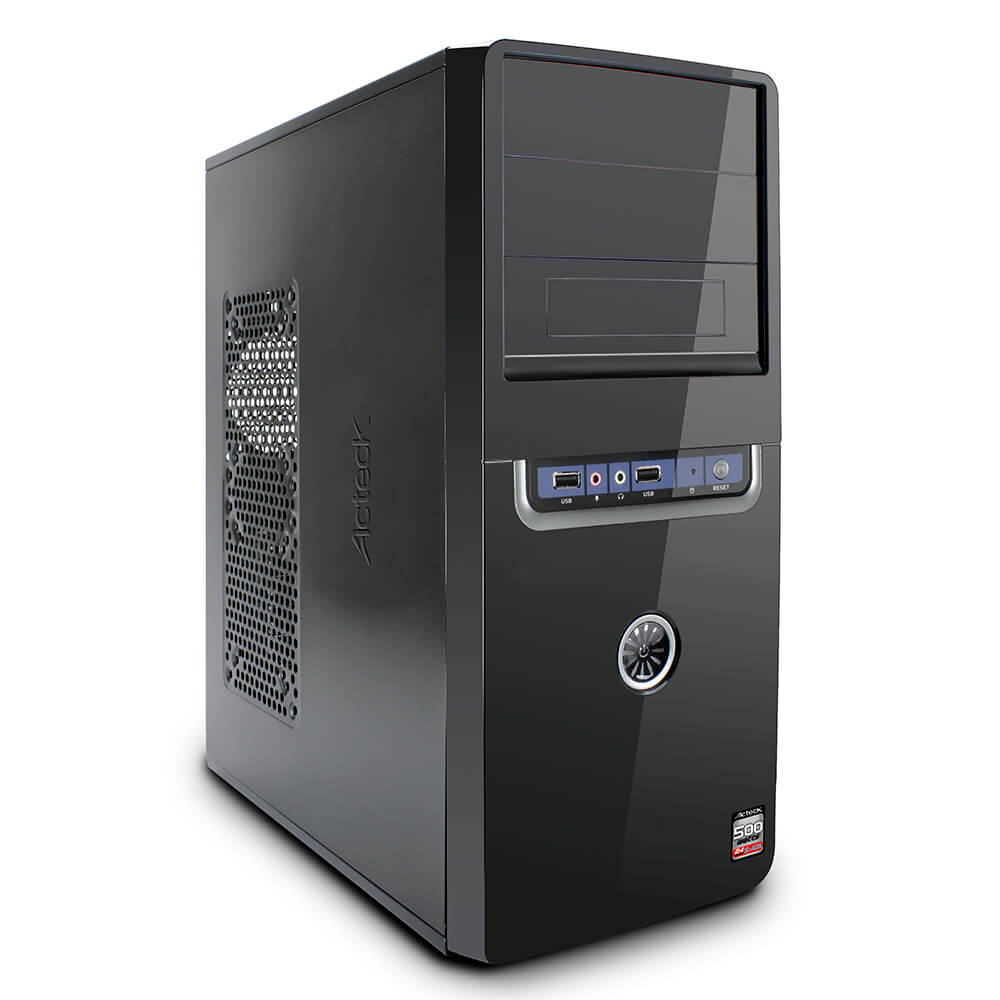 Gabinete Acteck Dassel P-502, Midi-Tower, ATX/micro-ATX, USB 2.0, con Fuente de 500W, Negro