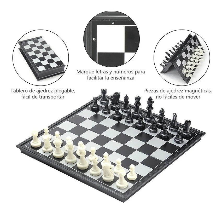 Ajedrez Profesional Artesanal Plegable De Mader 32x32 Cm