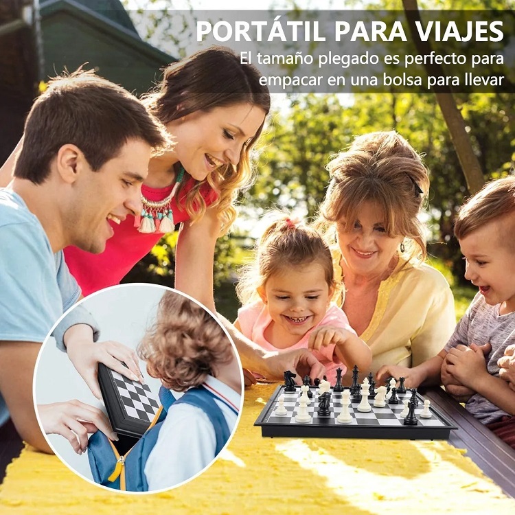 Ajedrez Profesional Artesanal Plegable De Mader 32x32 Cm