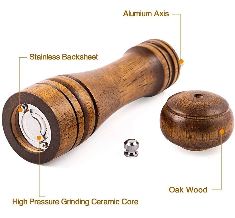 Molinillo De Pimienta Y Sal Manual De Madera Ajustable