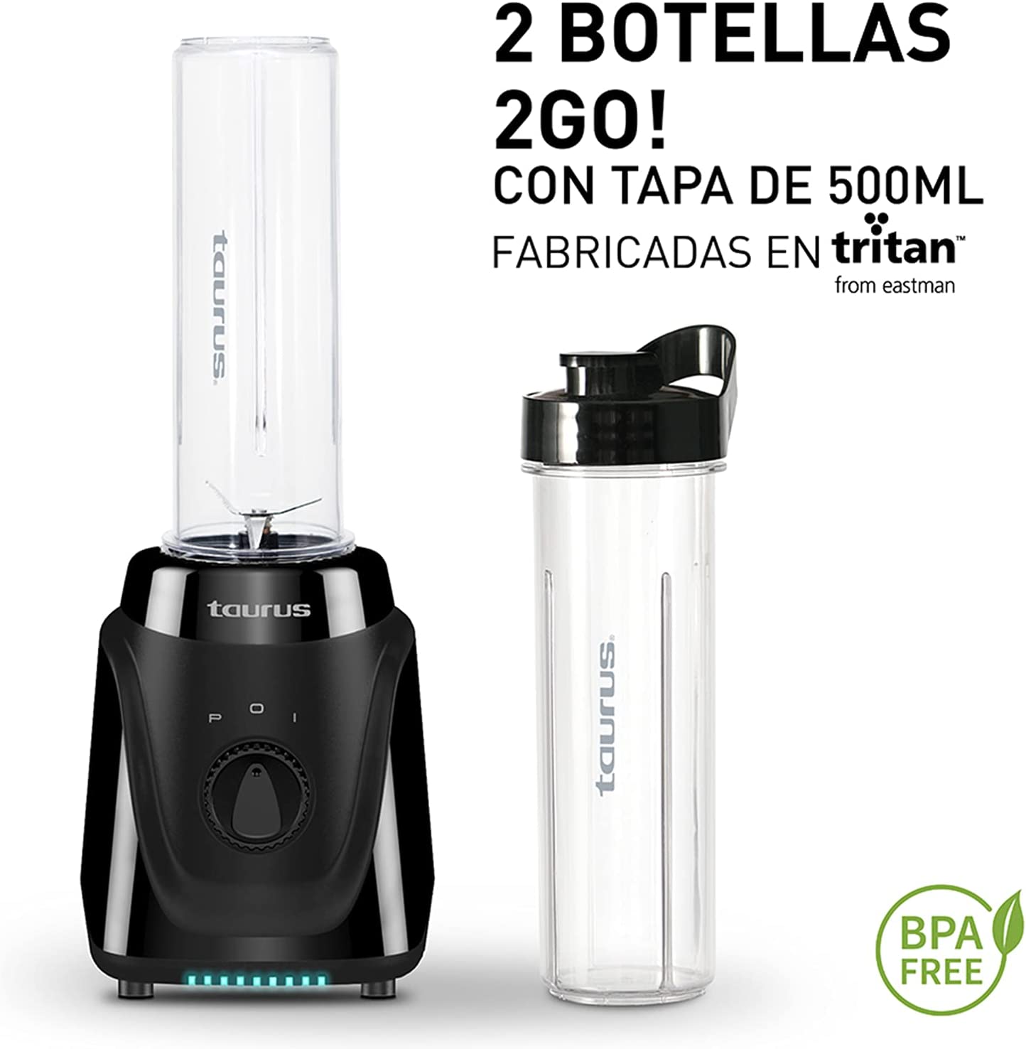 Licuadora Personal Taurus Blender 2Go con 2 Vasos Negro