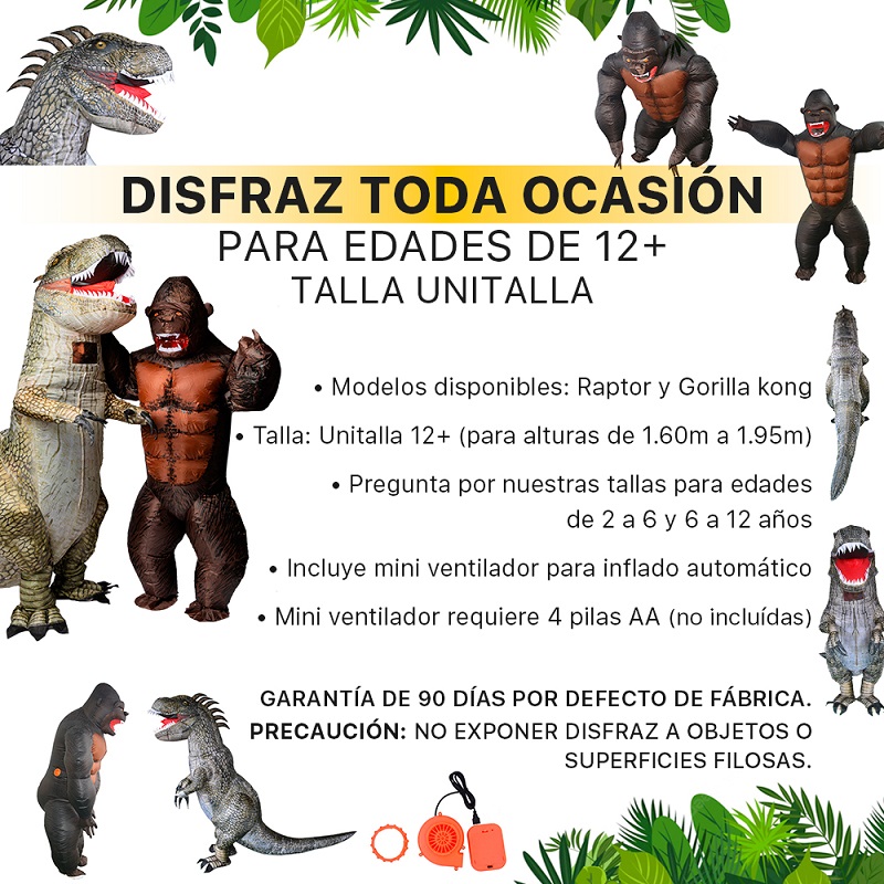 Disfraz Inflable Premium Gorila Kong toda ocasión Adulto Unitalla 12+años