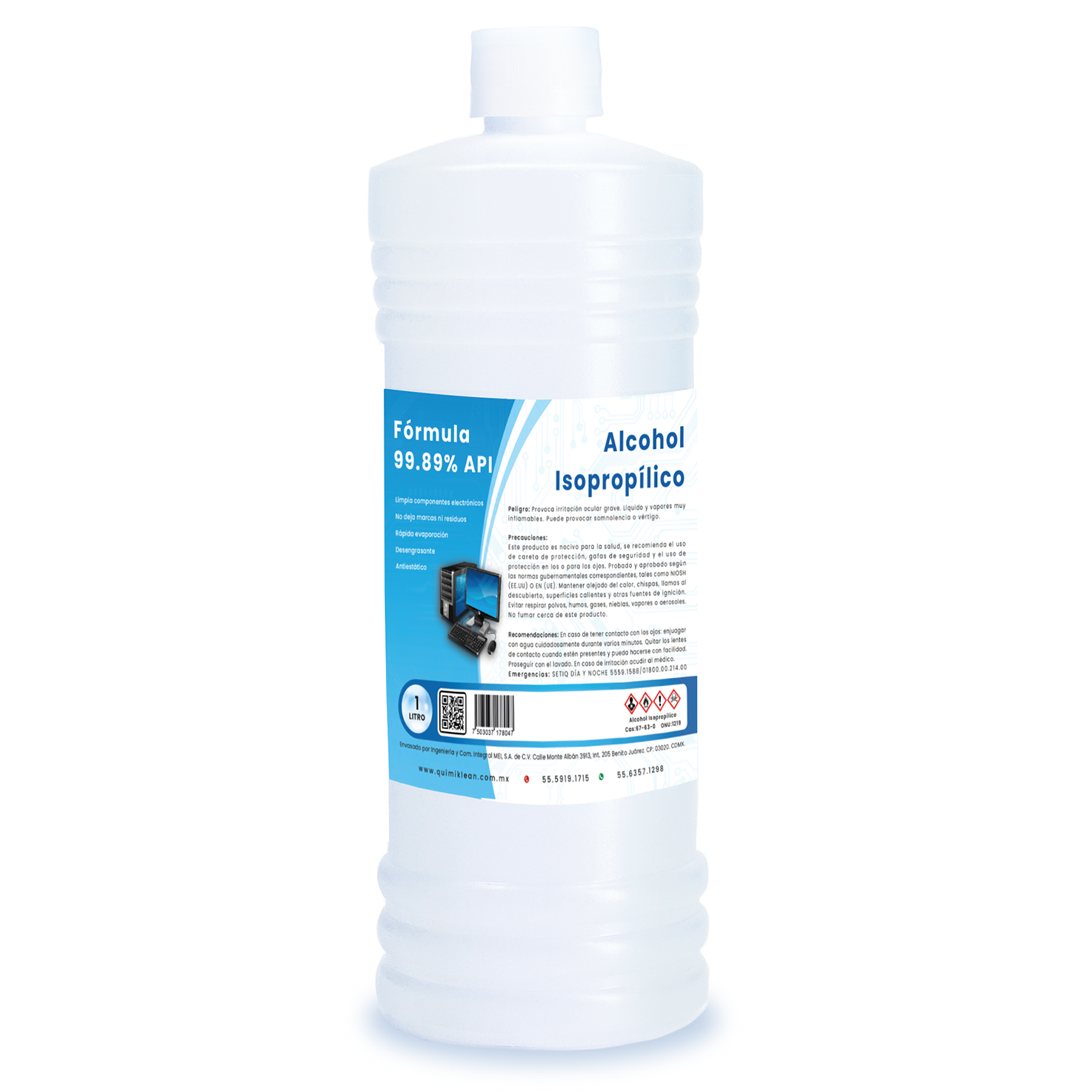 Alcohol Isopropílico 99.8% puro 1 litro