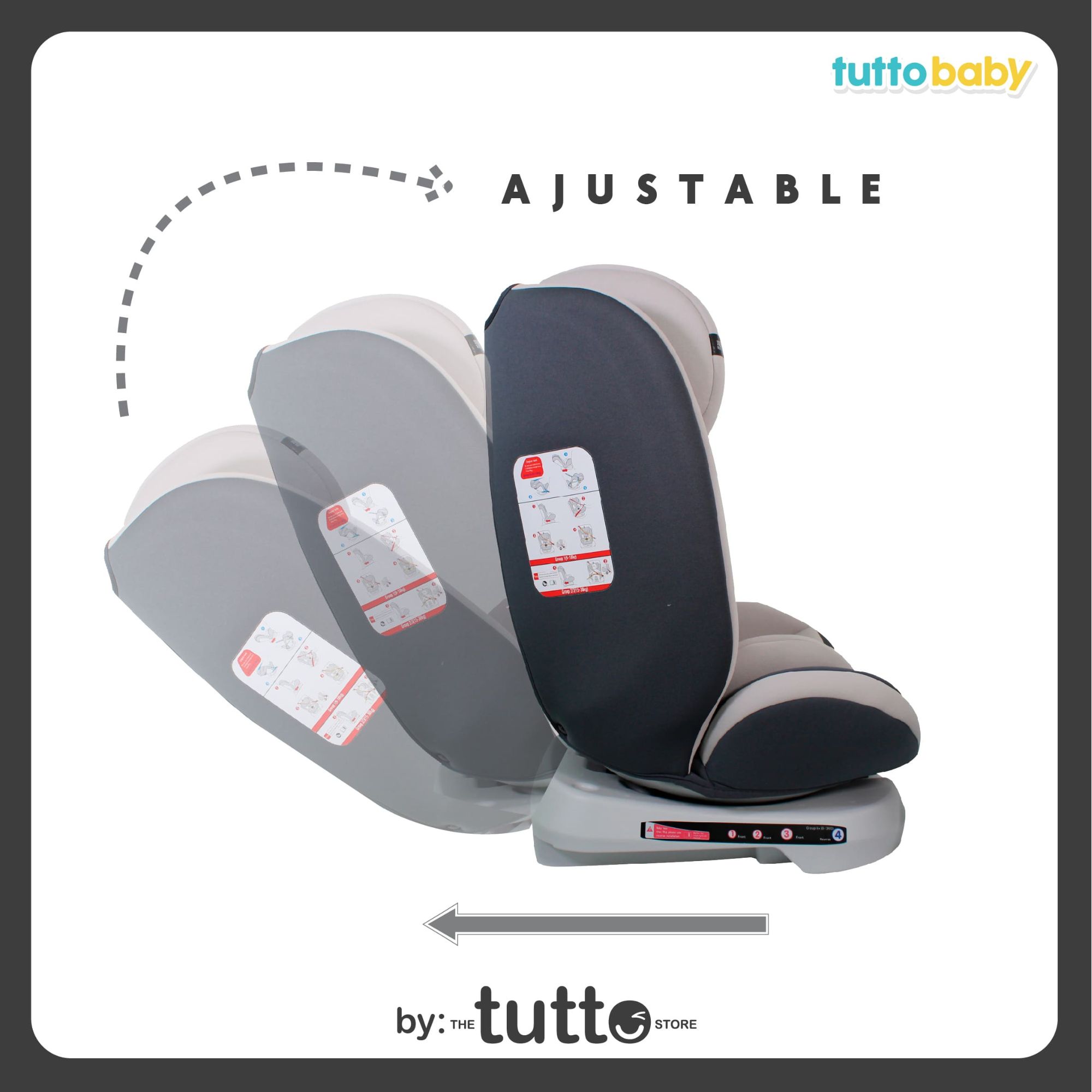 Autoasiento Para Bebé y Niño Tutto Baby Gris