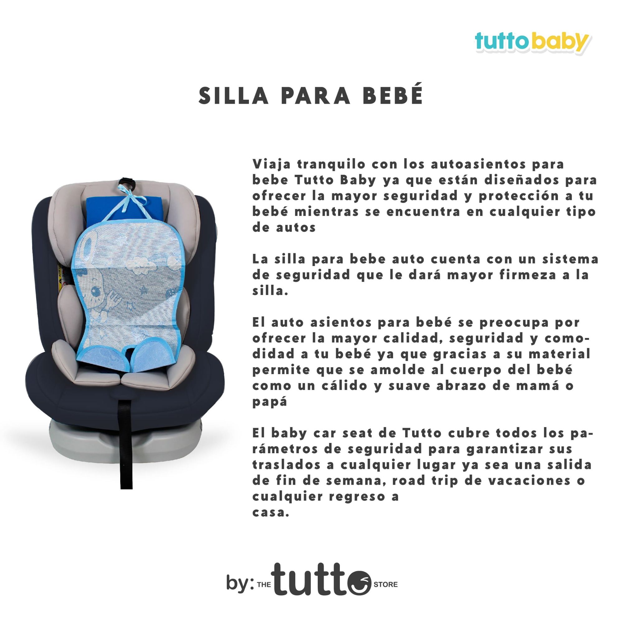 Autoasiento Para Bebé y Niño Tutto Baby Gris