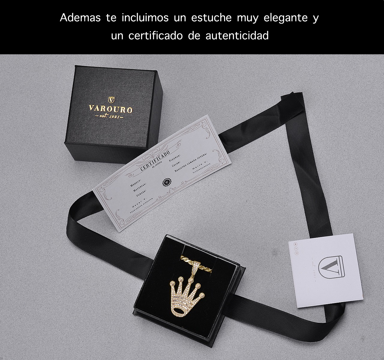 Dije Corona Cadena Torzal 60cm Plata 925 Italia + Estuche.