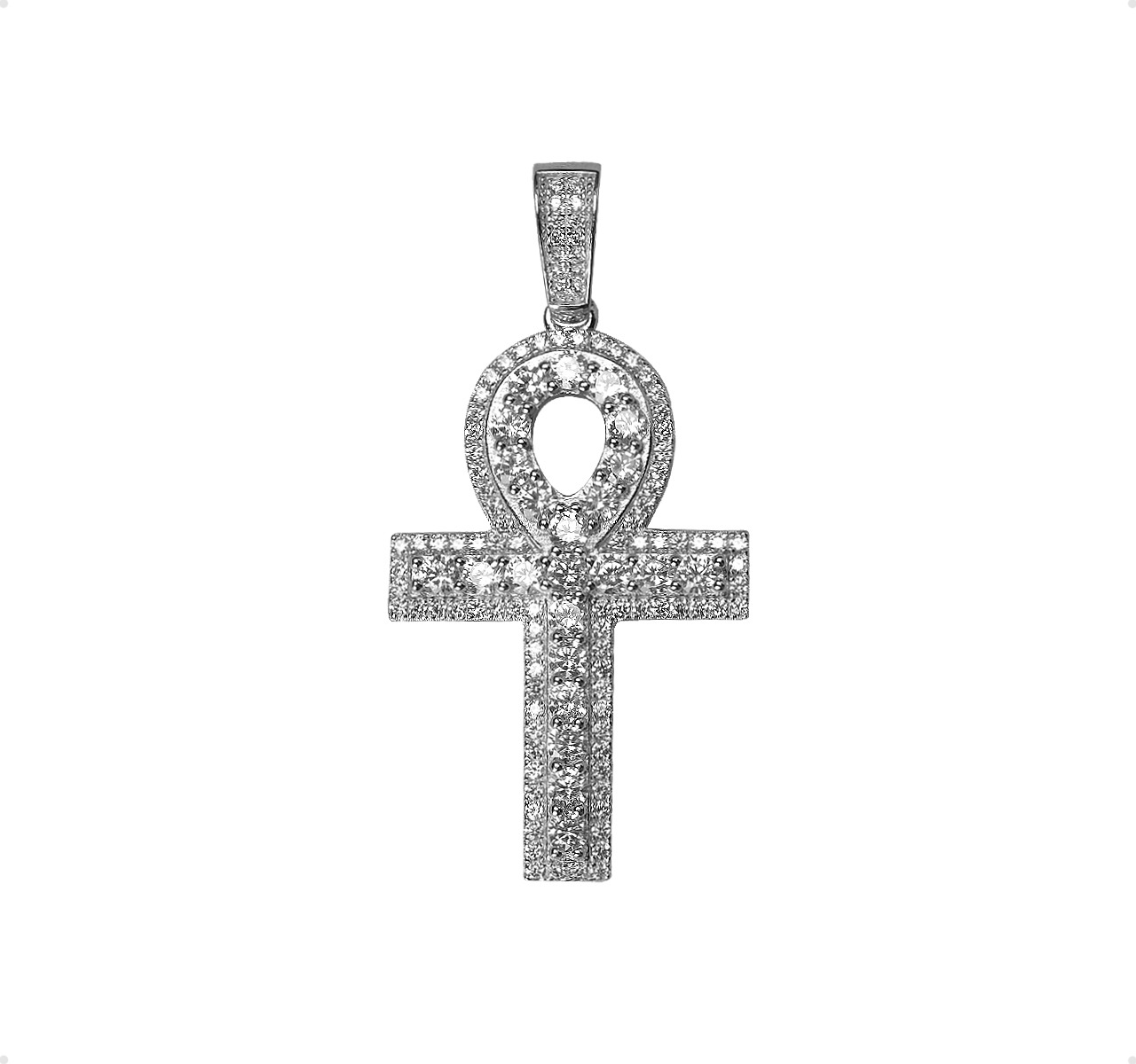 Dije Cruz Egipcia Y Cadena Torzal Plata 925 Italia + Estuche.