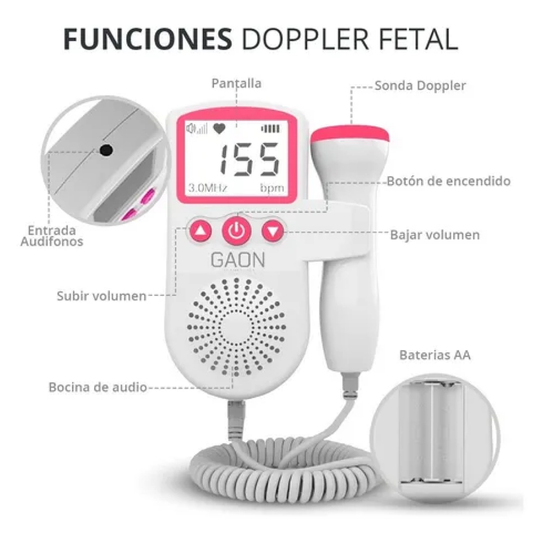 Ultrasonido Portatil Doppler Fetal Oye Latidos De Tu Bebe