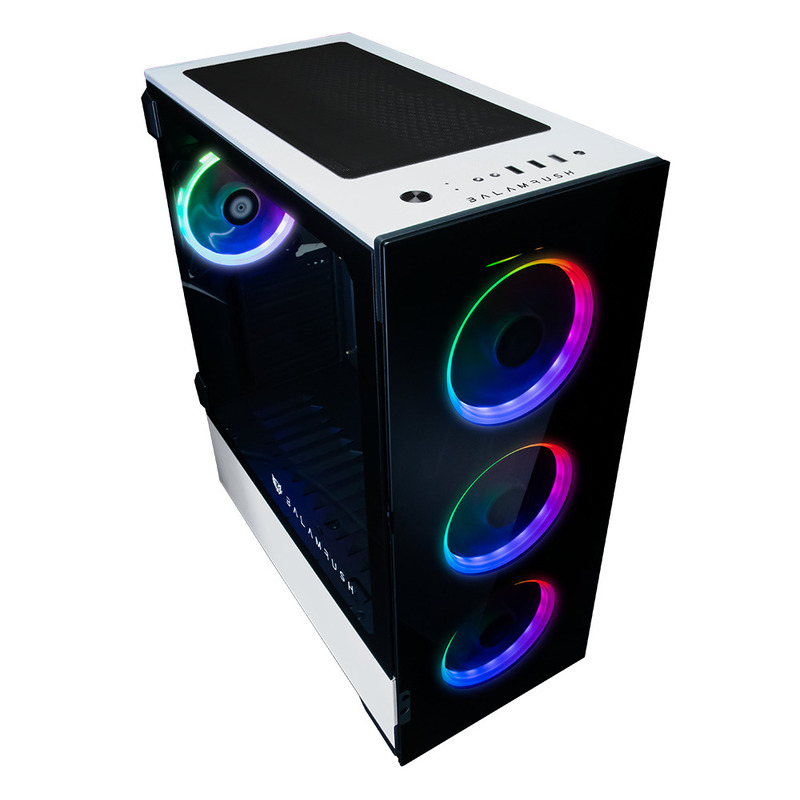 Gabinete Balam Rush THINOS, Torre, ATX/EATX/Micro ATX/Mini-ITX, USB 2.0/3.0, sin Fuente, Negro/Blanco