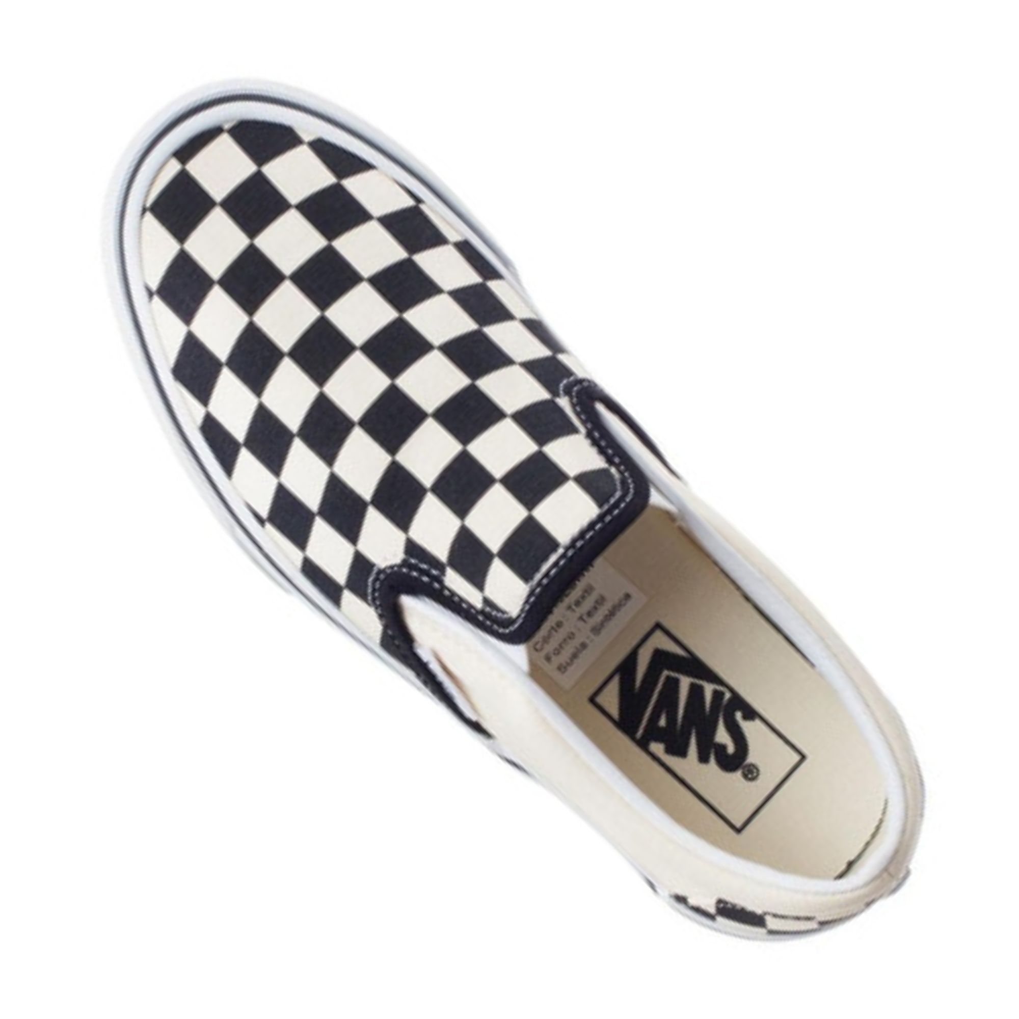 Tenis Vans Classic Slip On Checkerboard Plataforma Blanco con Negro Originales 018EBWW