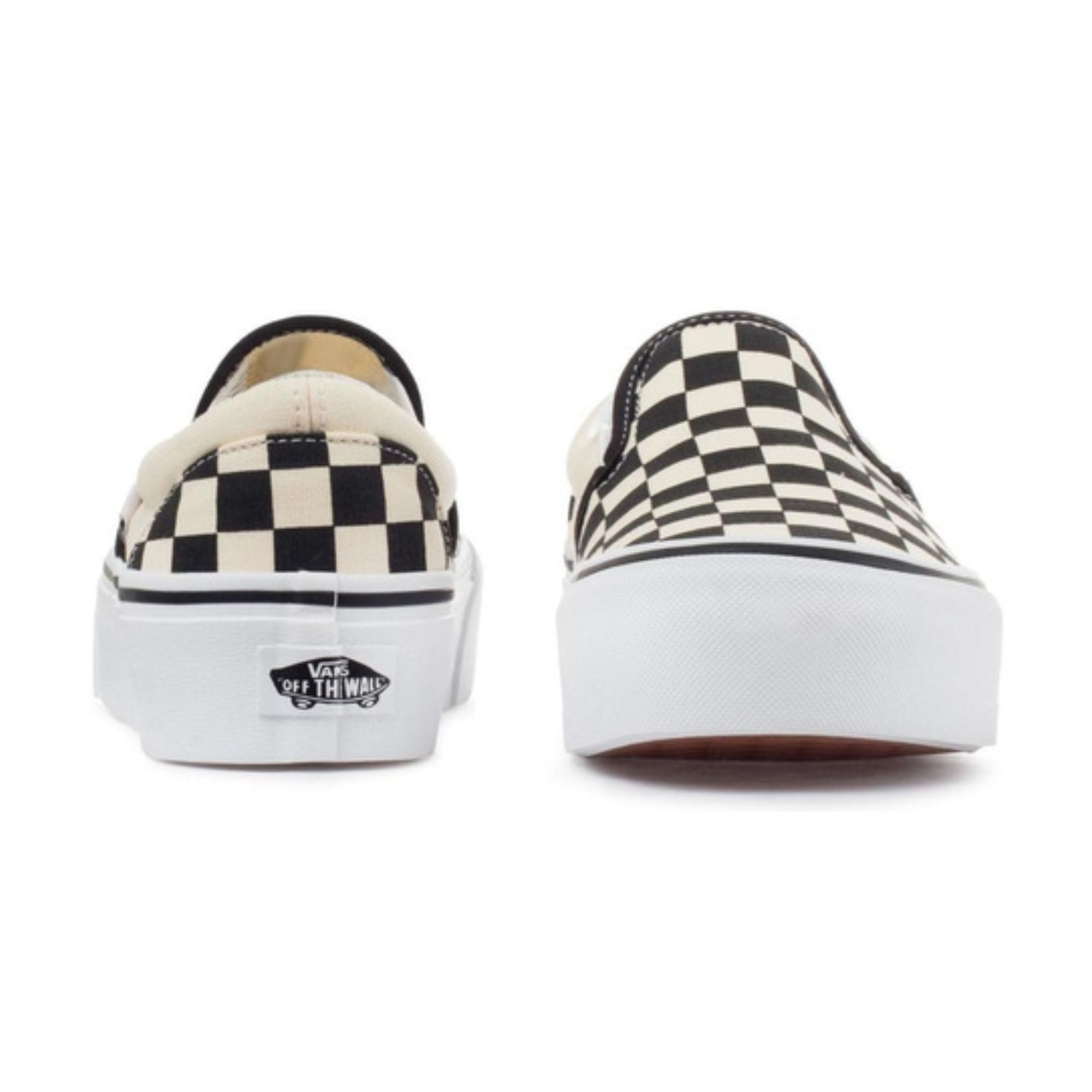Tenis Vans Classic Slip On Checkerboard Plataforma Blanco con Negro Originales 018EBWW