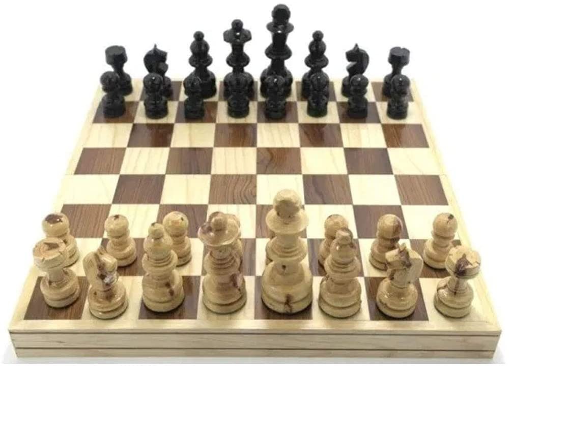 Ajedrez Artesanal De Madera 30x30 Cm Tablero Plegable