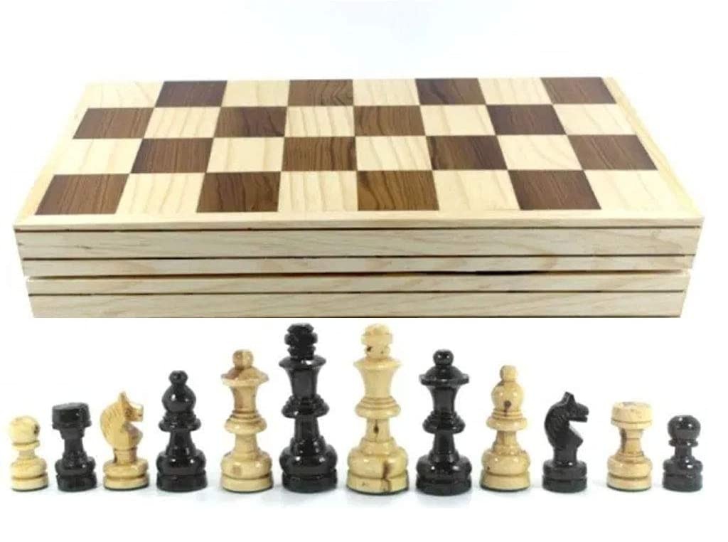 Ajedrez Artesanal De Madera 30x30 Cm Tablero Plegable