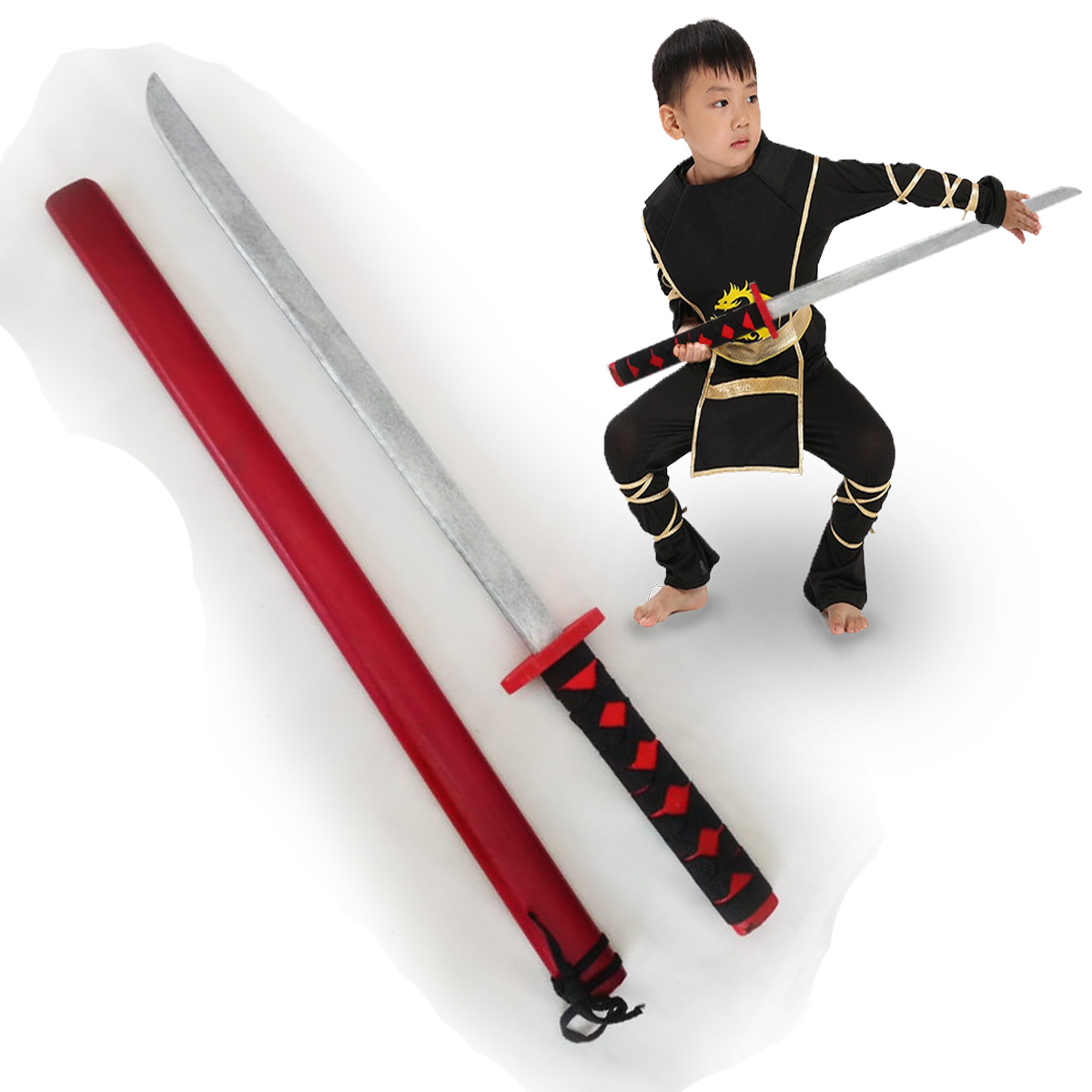 Juguete de samurái ninja para niños con espada y funda con cuerda