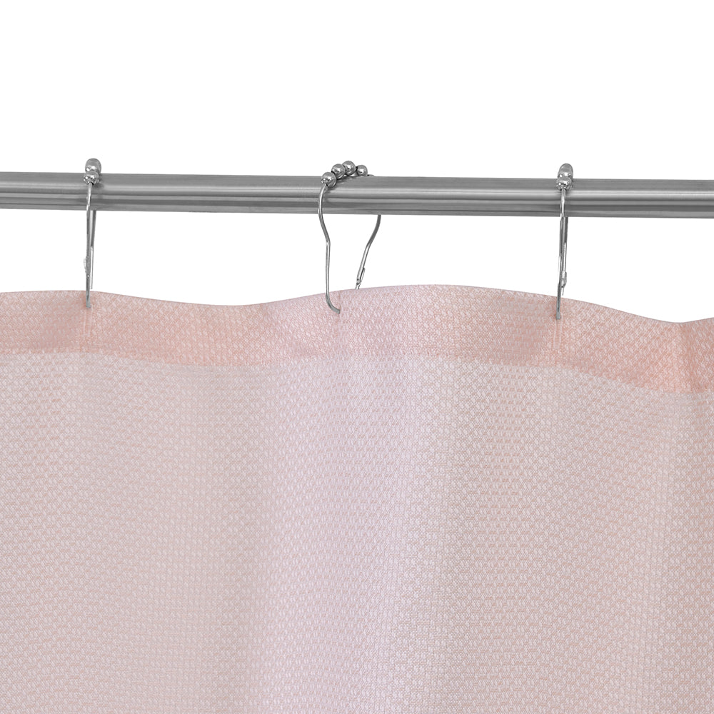 Cortina De Baño Tela  Suave Impermeable Ganchos De Metal (BEIGE)