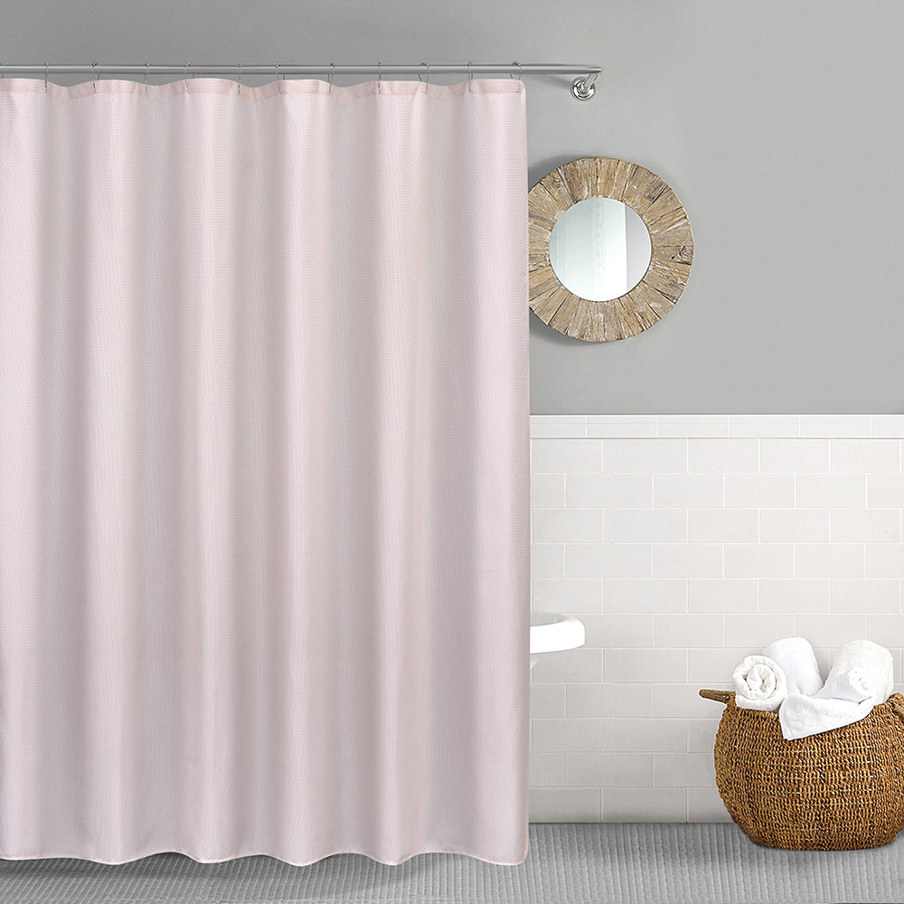 Cortina De Baño Tela  Suave Impermeable Ganchos De Metal (BEIGE)