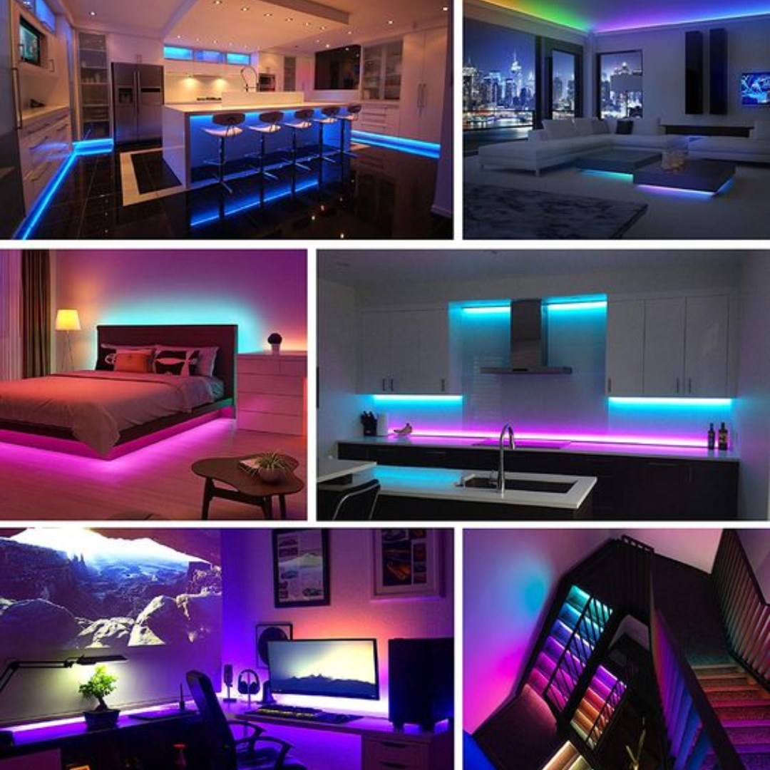 Tira Led Wifi RGB 5050 10 Metros 2 Rollos de 5 M Anti Agua Compatible Con Alexa Google Assistant Siri DOSYU