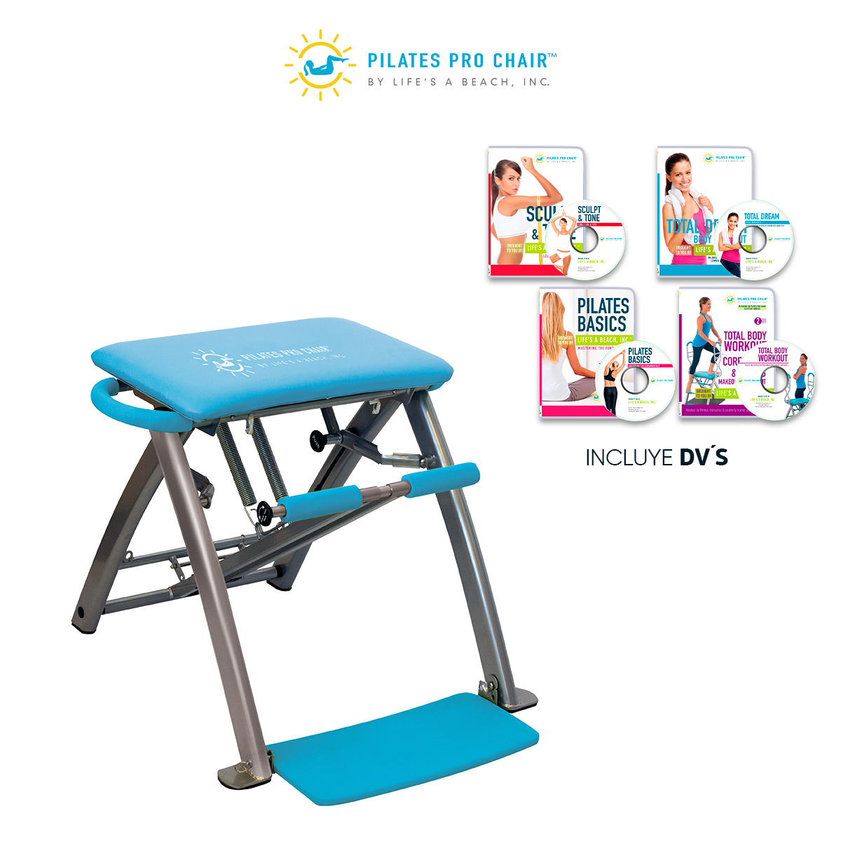 Pilates Pro Chair MAX, Silla de Pilates con Asas Esculpidoras, Gimnasio Completo, Entrenamiento en casa